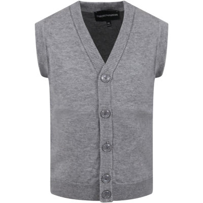 Shop Armani Collezioni Grey Vest For Boy