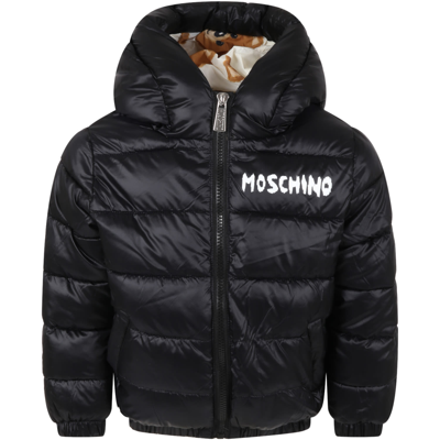 Shop Moschino Black Jacket For Boy With Logo