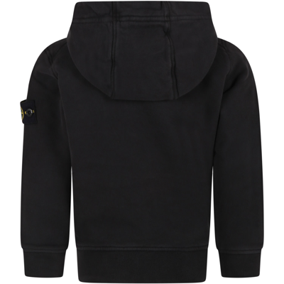 Shop Stone Island Junior Black Sweatshirt For Boy With Patch Logo