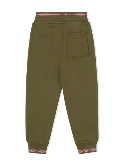 Shop Burberry Green Cotton Track Pants In Verde