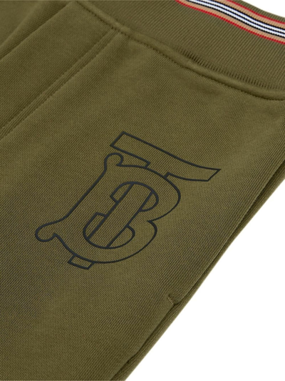 Shop Burberry Green Cotton Track Pants In Verde