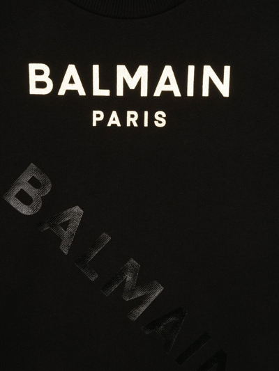 Shop Balmain Black Cotton Sweatshirt In Nero