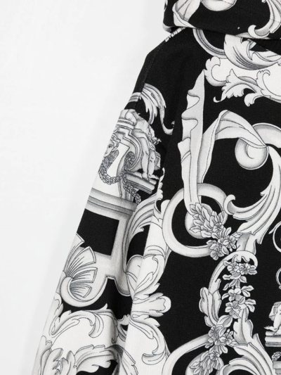 Shop Versace Baroque-print Hooded Sweater Dress In Black