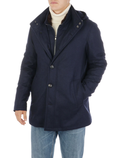 Shop Barba Men's  Blue Wool Outerwear Jacket
