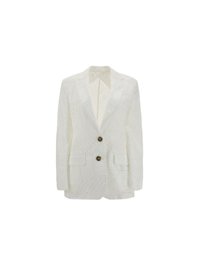 Shop Msgm Women's  White Other Materials Outerwear Jacket