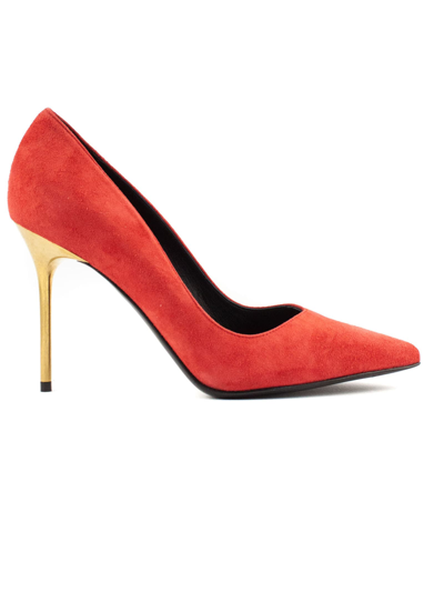 Shop Balmain Red Suede Ruby Pumps In Rosso