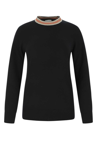Shop Burberry Stripe Detailed Sweater In Black