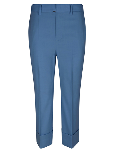Shop Dsquared2 Cuffed Bell Bottom Trousers In Light Blue