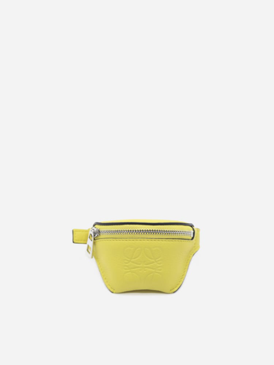 Shop Loewe Leather Coin Purse Bracelet With Embossed Anagram In Yellow