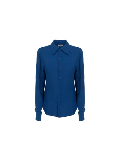 Shop Saint Laurent Shirt In Deep Blue