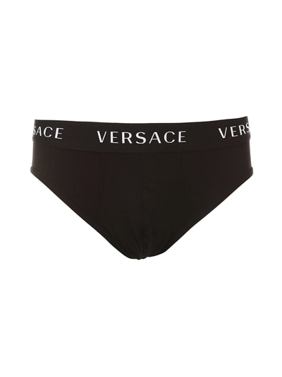 Shop Versace Brief Bi Pack Underwear In Black Black