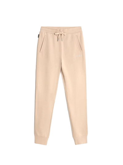 Shop Woolrich Trousers With Logo In Feather Beige