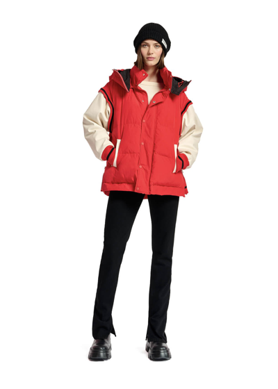 Shop Essentiel Antwerp Clasp Red Hooded Padded Jacket In Rosso