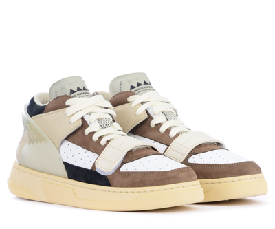 Shop Run Of Scott Sneaker In White And Brown Leather And Suede
