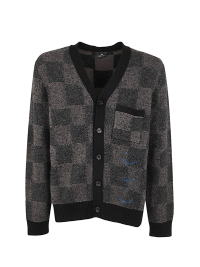 Shop Ps By Paul Smith Mens Cardigan Button Thru Happy In Black