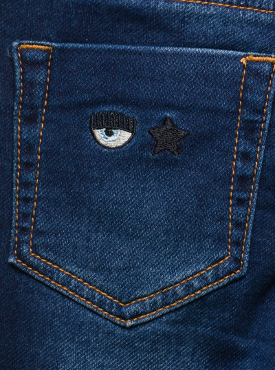 Shop Chiara Ferragni Girls Jeans Eyestar Stretch In Blu