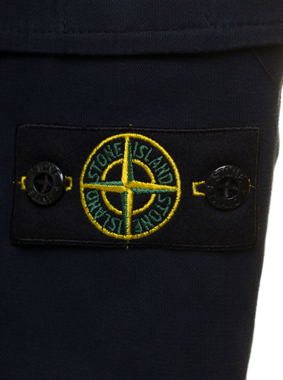 Shop Stone Island Junior Kids Blue Navy Cotton Blend Cargo Pants Stone Island Kids