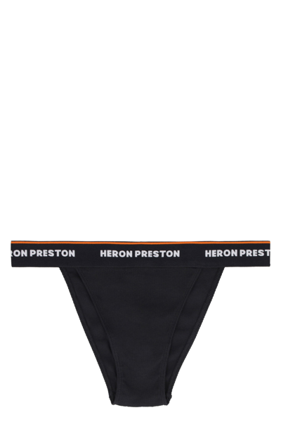 Shop Heron Preston Logoed Elastic Band Cotton Briefs In Black