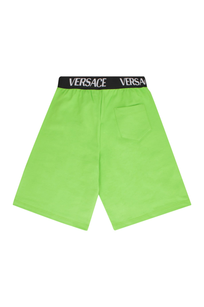 Shop Young Versace Cotton Shorts In Green