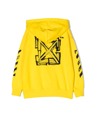 Shop Off-white Ow Script Hoodie In Yellow Black