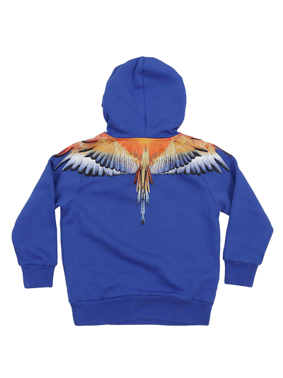 Shop Marcelo Burlon County Of Milan Icon Wings Gradient Hoodie In Blue Orange