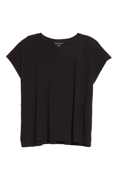 Shop Eileen Fisher Crewneck Boxy Stretch Jersey T-shirt In Black
