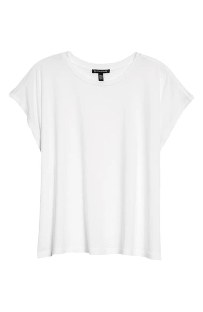 Shop Eileen Fisher Crewneck Boxy Stretch Jersey T-shirt In White