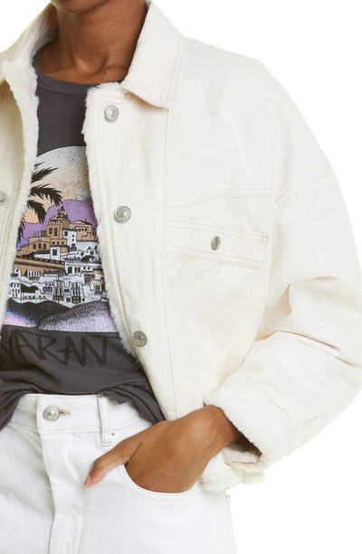 Isabel Marant Paoleta Faux Shearling-lined Denim Jacket In Ecru