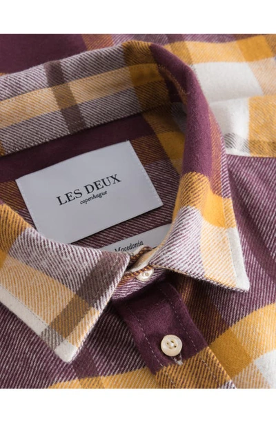 Shop Les Deux Jeremy Check Flannel Button-up Shirt In Sassafras Inca Gold