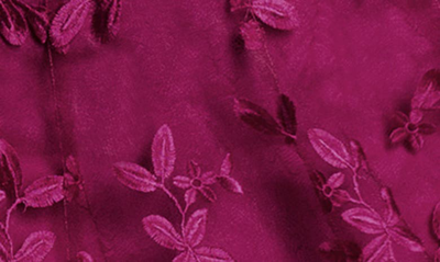 Shop Dress The Population Darleen V-neck Embroidered Mesh Cocktail Dress In Dark Magenta