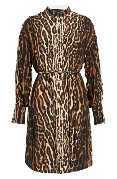 Shop Proenza Schouler Leopard Print Belted Shirtdress In Brown Multi