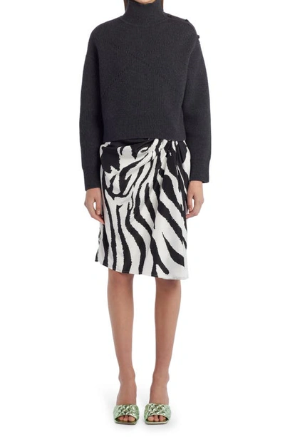 Shop Bottega Veneta Zebra Stripe Knot Front Parachute Skirt In Black/ White