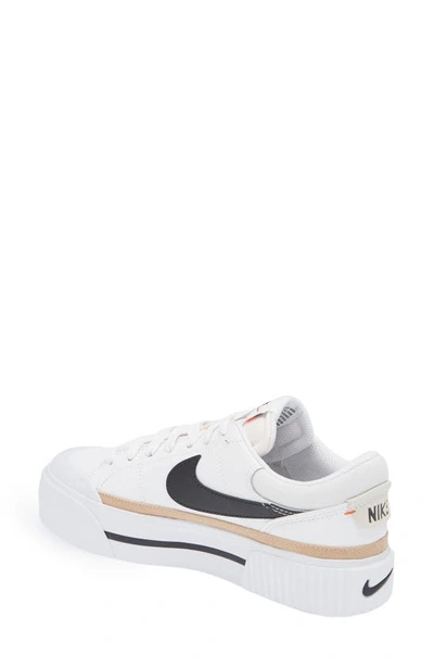 Nike Court Legacy Lift sneakers in white, black, hemp and team orange