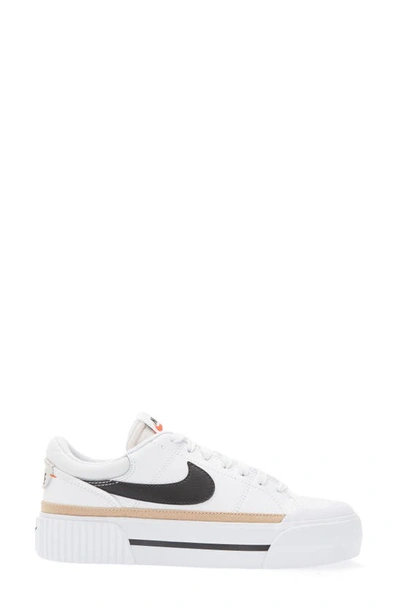 Shop Nike Court Legacy Lift Platform Sneaker In White/ Black Hemp Team Orange