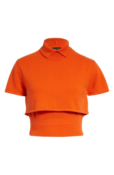 Shop Meryll Rogge Crop Two-piece Cashmere Sweater Set In Orange