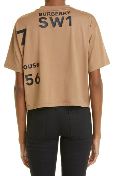 Shop Burberry Laney Horseferry Print Crop Cotton T-shirt In Camel