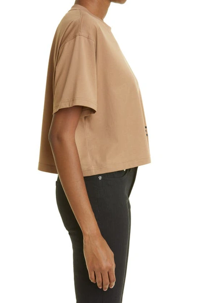 Shop Burberry Laney Horseferry Print Crop Cotton T-shirt In Camel