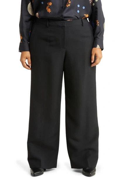 Shop Lafayette 148 Sullivan Straight Leg Wool & Silk Pants In Black