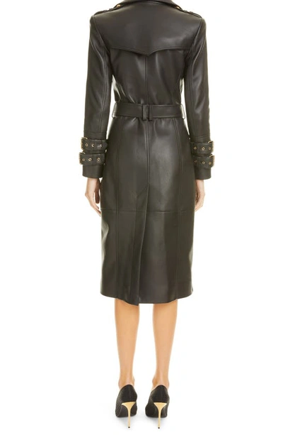 Balmain Black Double-breasted Leather Jacket In 0pa 0pa Noir