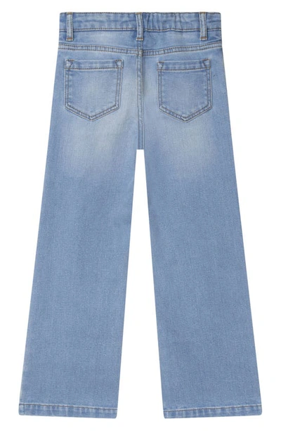 Shop Chloé Kids' Stretch Denim Wide Leg Jeans In Z10 Denim Blue