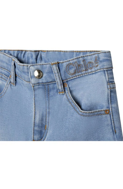 Shop Chloé Kids' Stretch Denim Wide Leg Jeans In Z10 Denim Blue