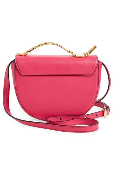 Shop Moschino Cutlery Detail Half Moon Crossbody Bag In Fucsia