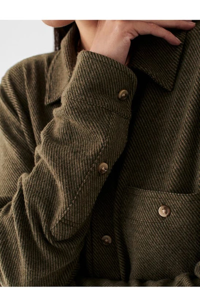 Shop Faherty Legend Knit Button-up Shirt In Olive Melange Twill