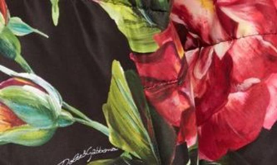 Shop Dolce & Gabbana Floral Print Oversize Down Coat In Hne10 Rose Rosa Fdo.nero