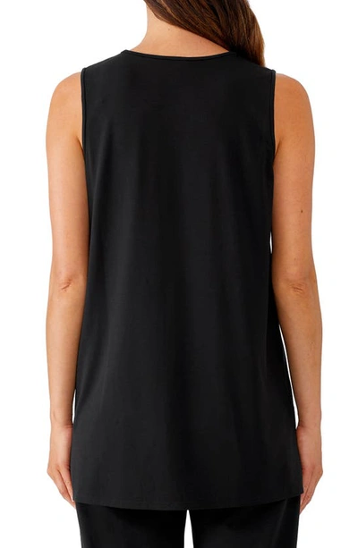 Eileen Fisher V-neck Sleeveless Jersey Tunic Top In Black