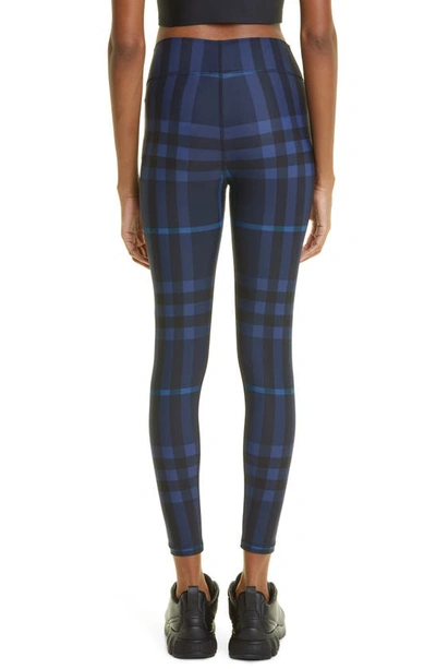 Shop Burberry Madden Check Stretch Jersey Leggings In D Charcoal Blue Ip C