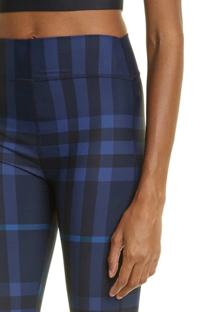 Shop Burberry Madden Check Stretch Jersey Leggings In D Charcoal Blue Ip C