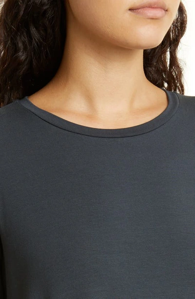 Shop Eileen Fisher Crewneck Long Sleeve Tunic Top In Graphite