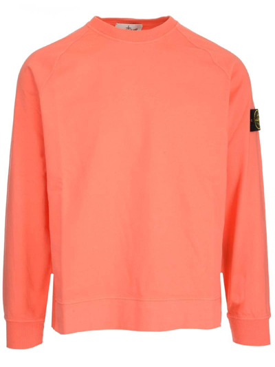 Stone Island Crewneck Sweatshirt In Peach | ModeSens