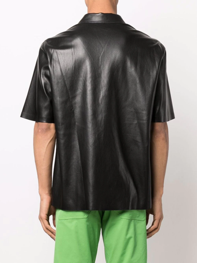 Shop Nanushka Short-sleeved Faux-leather Shirt In Black